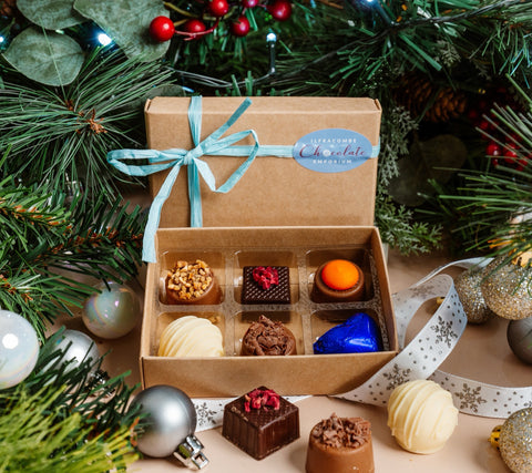 Christmas Chocolate Box with 6 Handmade Chocolates