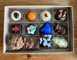 CHRISTMAS Chocolate Box with 12 Handmade Chocolates - Medium Size