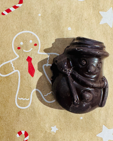 CHRISTMAS Snowman Handmade Dark chocolate and hazelnut praline