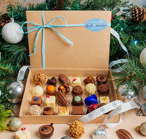 Christmas Chocolate Box with 24 Handmade Chocolates - Large Size