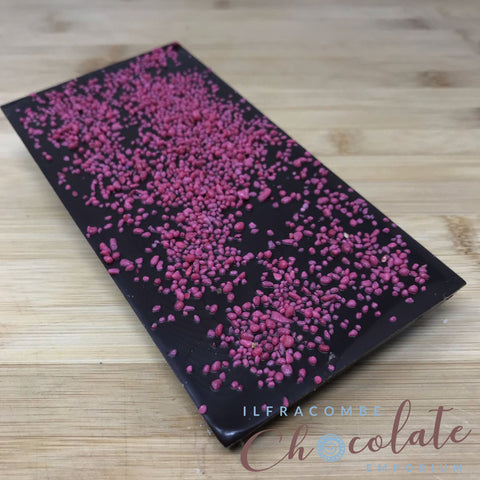 Deluxe Dark chocolate bar with crystallised rose pieces